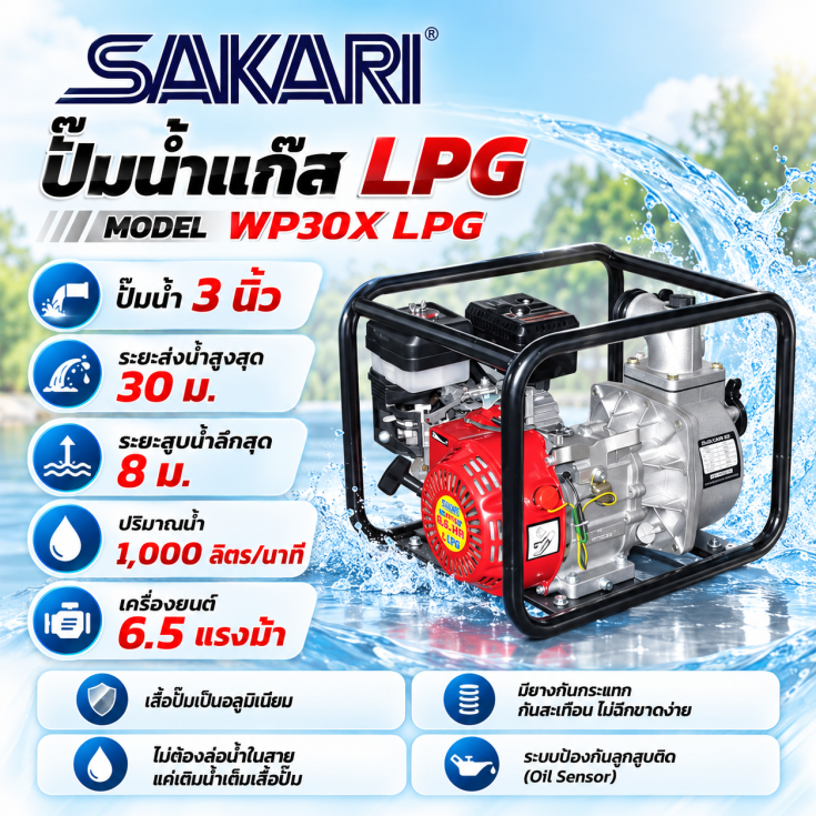 เครื่องสูบน้ำ WP30X LPG